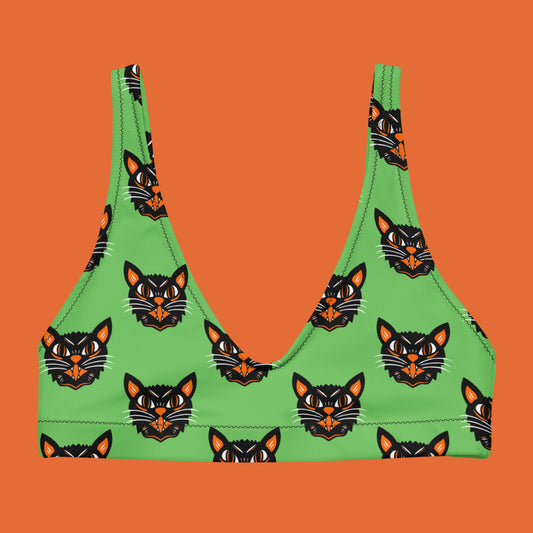 Black Cat Padded Bikini Top