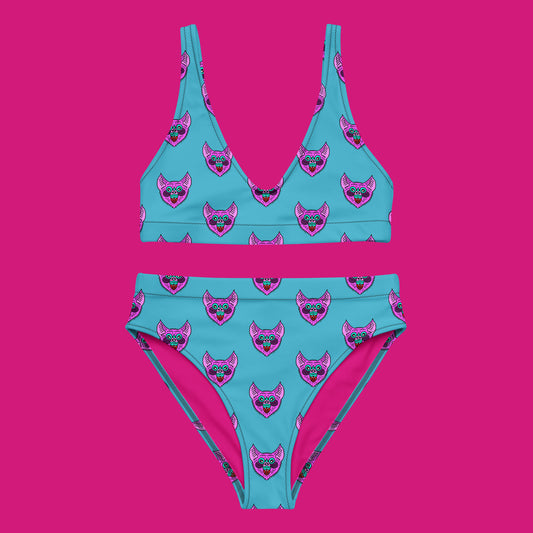 Pink Bat High-Waisted Bikini