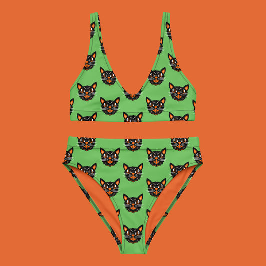 Black Cat High-Waisted Bikini