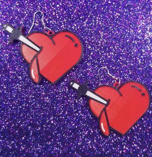 Horror Bride Tattoo Statement Earrings 3D Printed