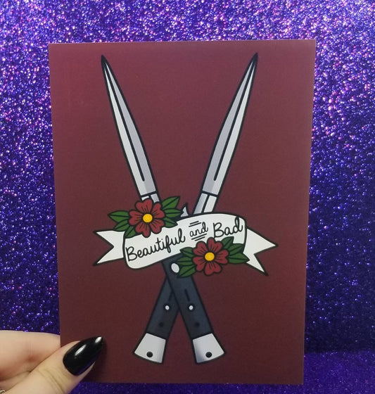 Beautiful and Bad Horror Movie Art Print 5"x7"