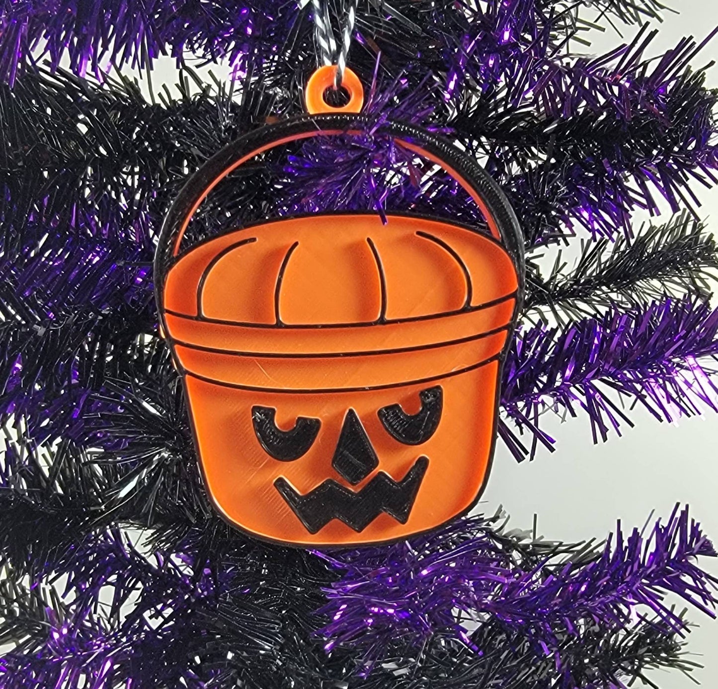Halloween Pumpkin Bucket 3D Printed Spooky Christmas Ornament