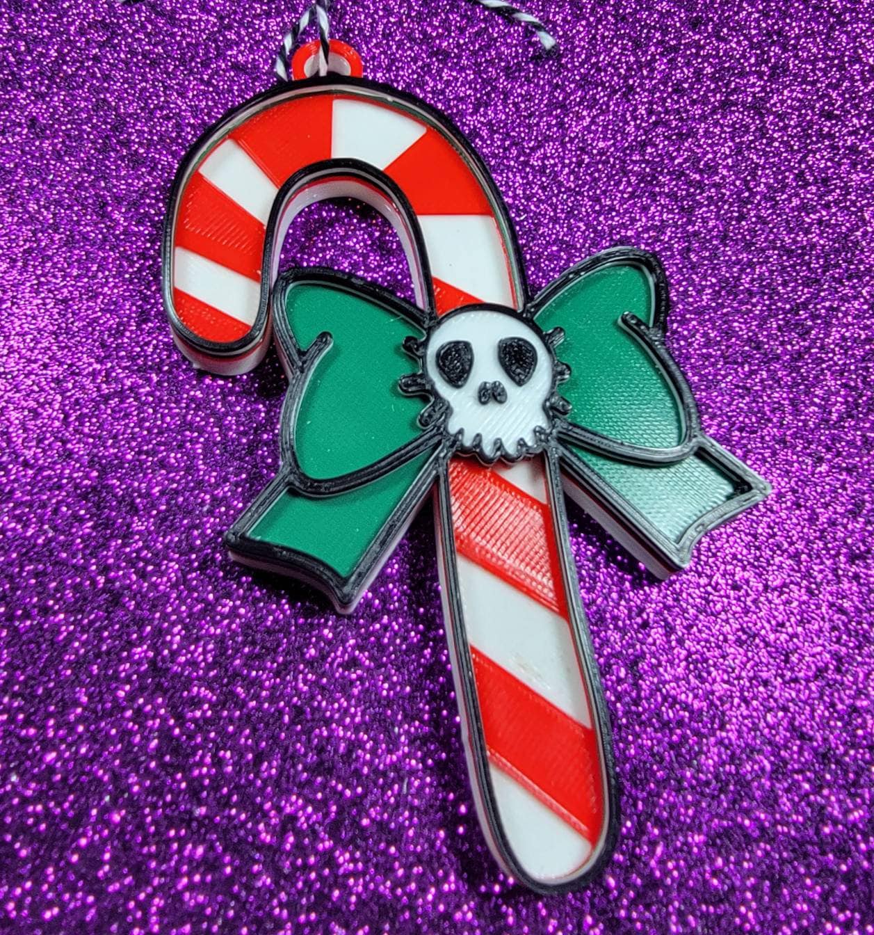 Spooky Candy Cane 3D Printed Christmas Ornament