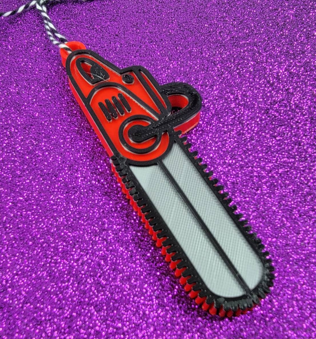 Groovy Chainsaw 3D Printed Spooky Christmas Ornament