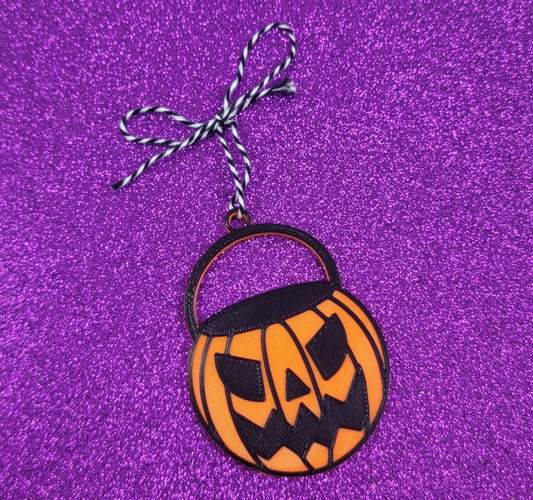 Halloween Evil Pumpkin Bucket 3D Printed Spooky Christmas Ornament
