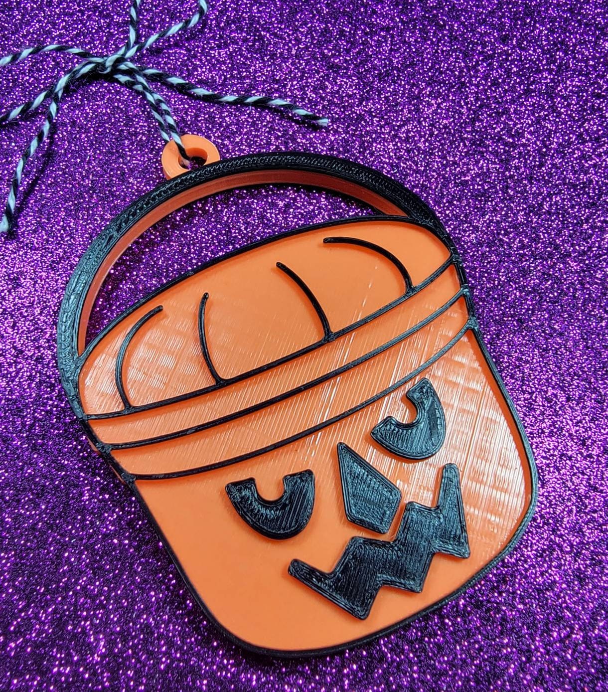 Halloween Pumpkin Bucket 3D Printed Spooky Christmas Ornament