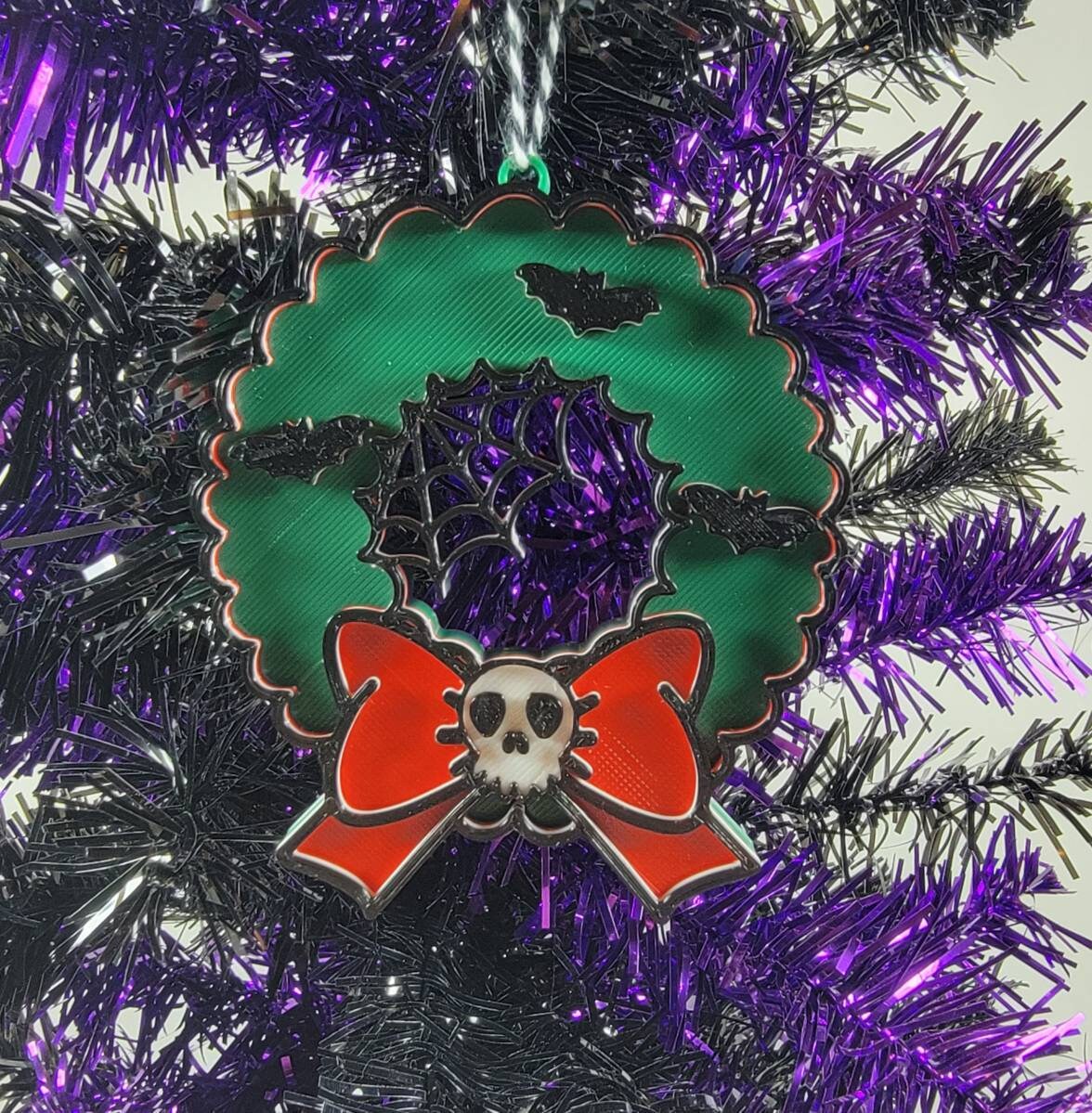 Spooky Wreath 3D Printed Christmas Ornament