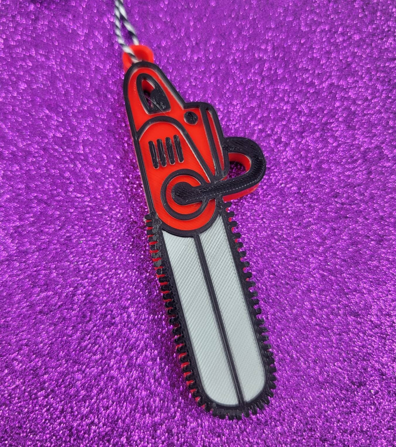 Groovy Chainsaw 3D Printed Spooky Christmas Ornament