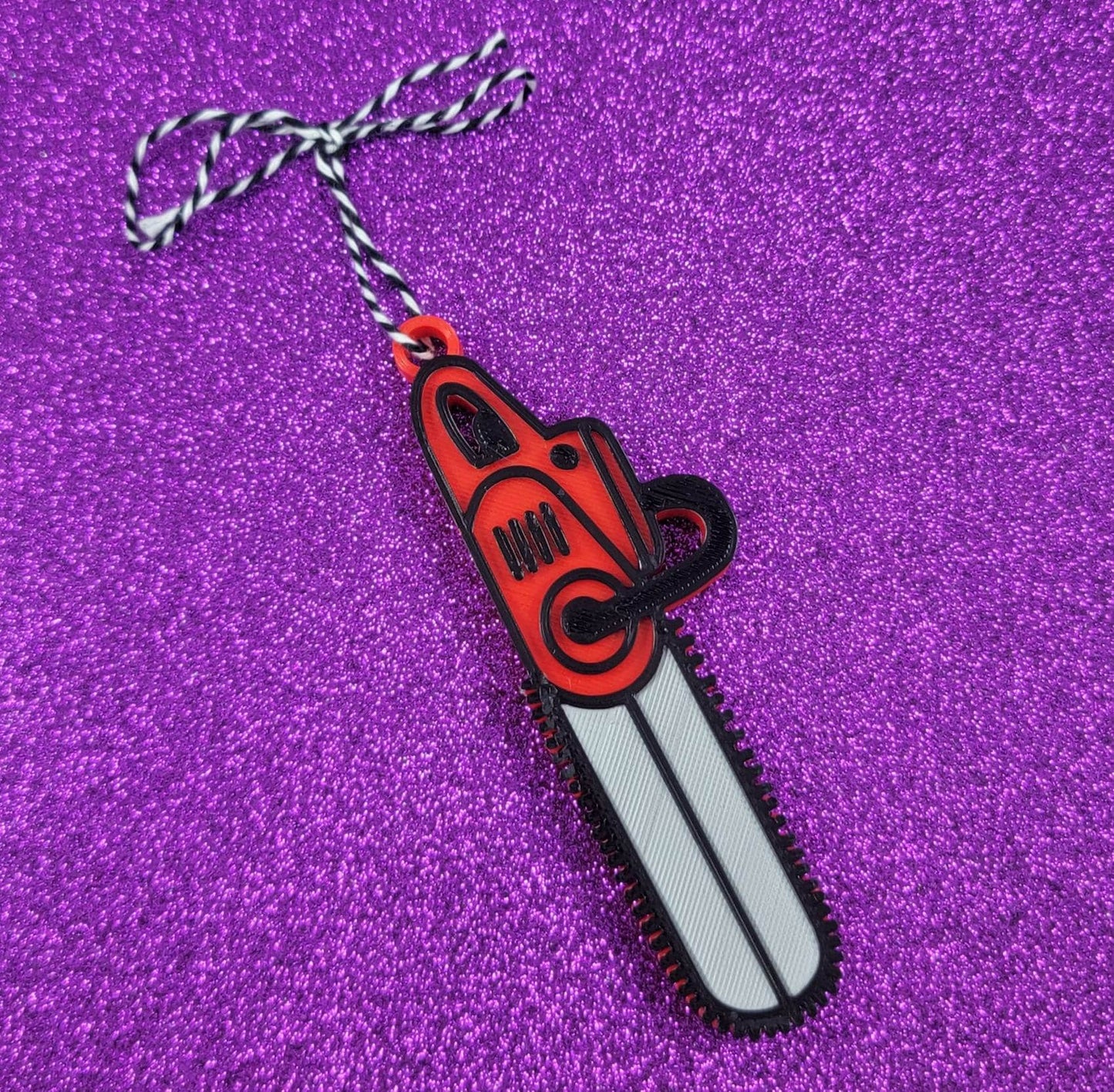 Groovy Chainsaw 3D Printed Spooky Christmas Ornament