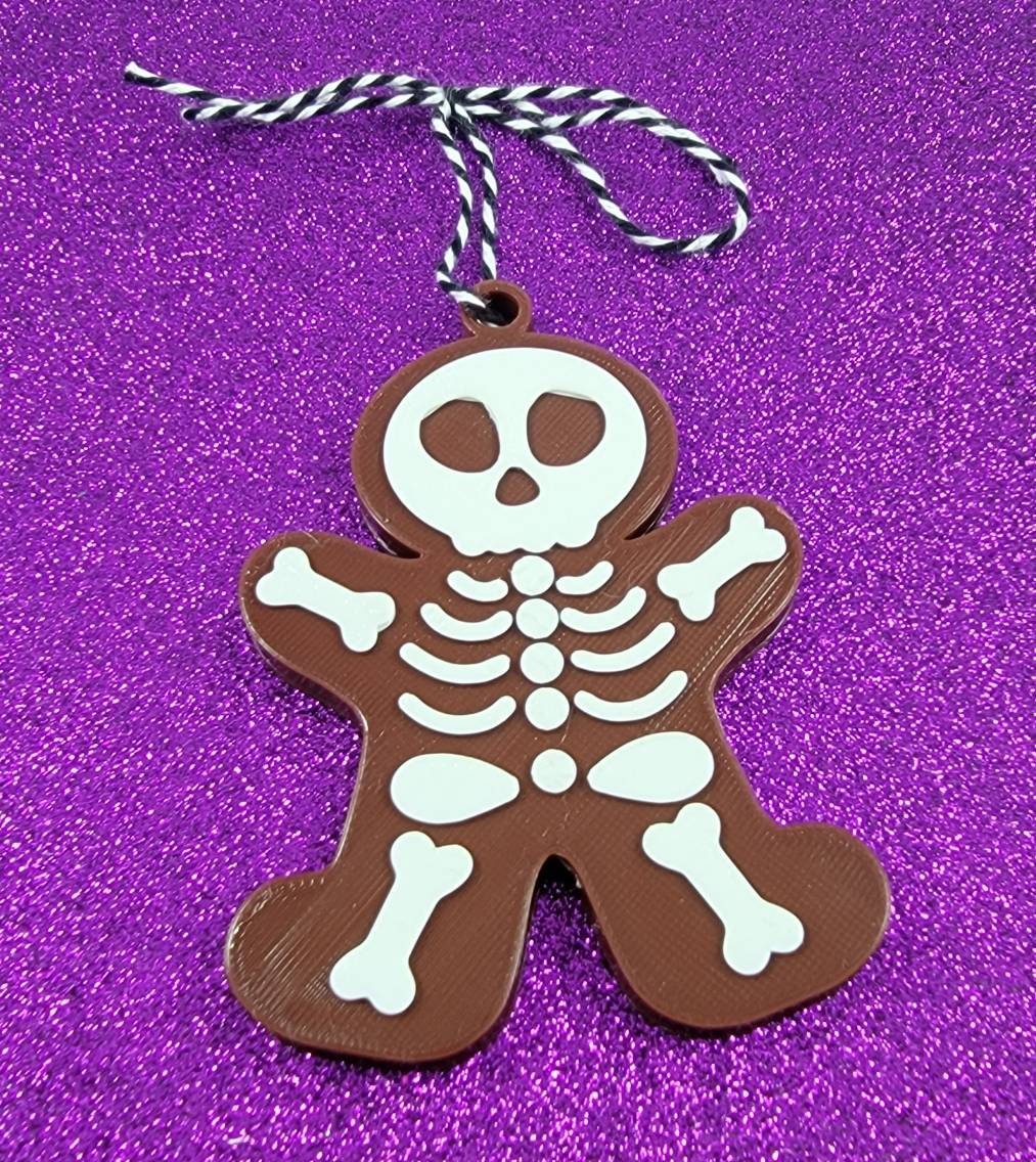 Skeleton Gingerbread Man 3D Printed Christmas Ornament