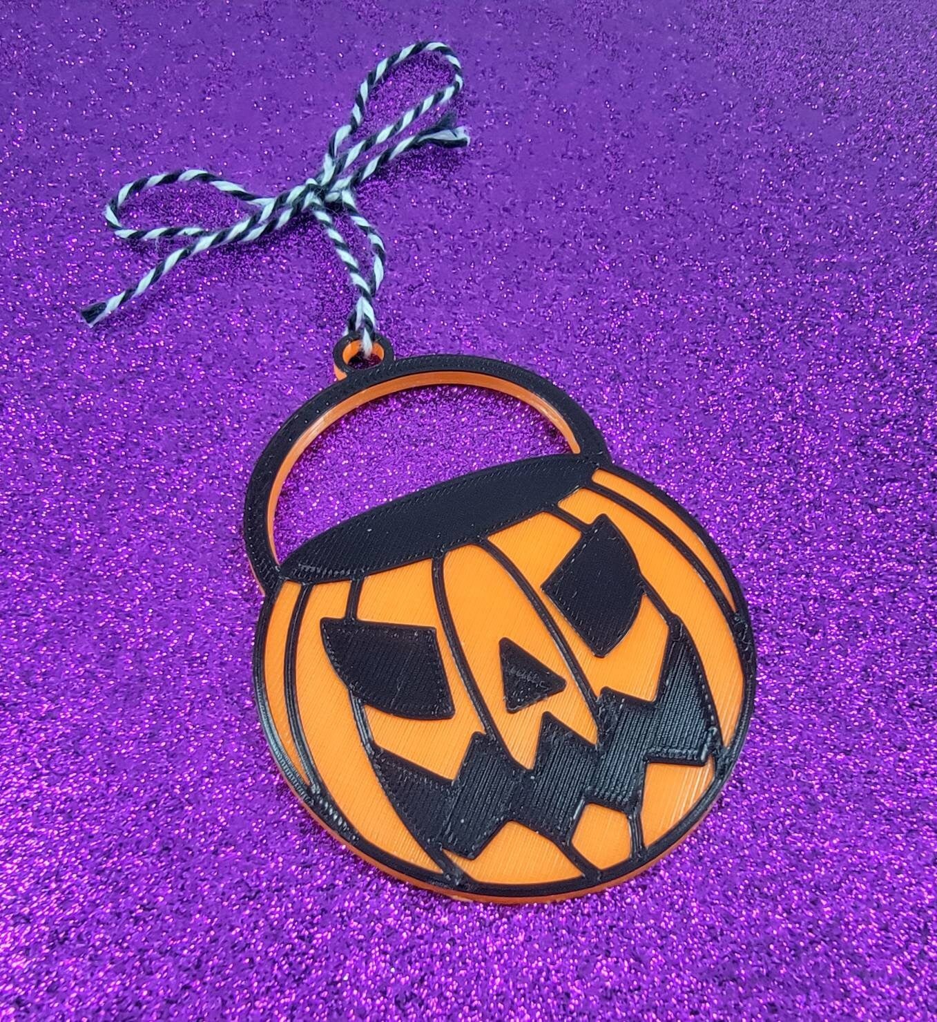 Halloween Evil Pumpkin Bucket 3D Printed Spooky Christmas Ornament