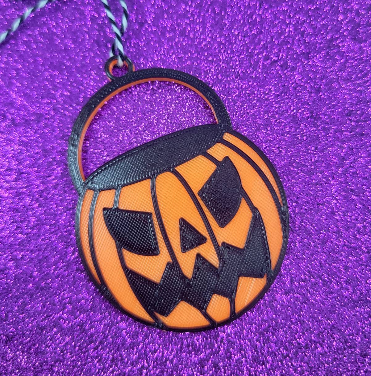 Halloween Evil Pumpkin Bucket 3D Printed Spooky Christmas Ornament