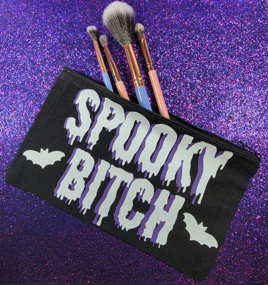 Spooky Bitch Zippered Pouch, Makeup Bag, Pencil Case 4.8"x8.4"
