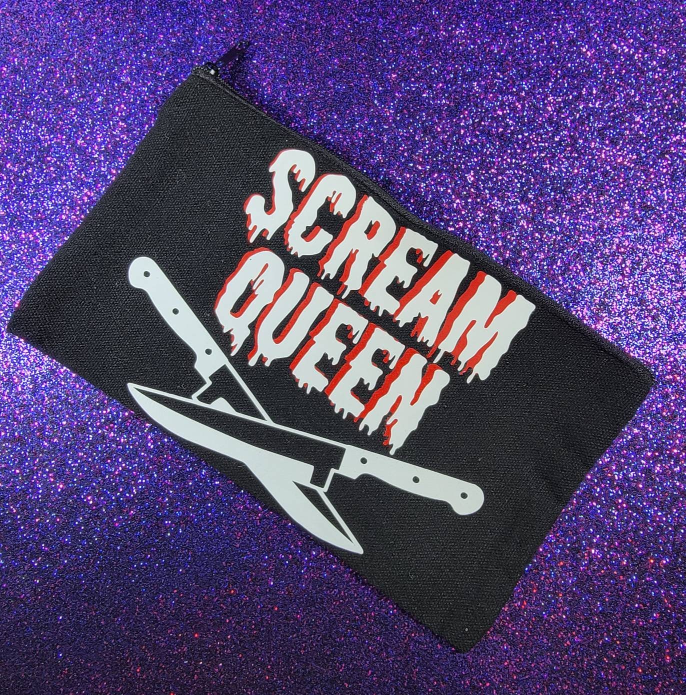 Scream Queen Zippered Pouch, Makeup Bag, Pencil Case 4.8"x8.4"