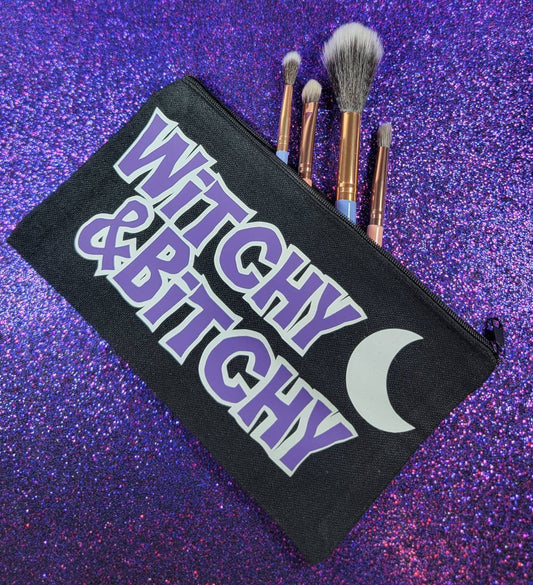 Witchy and Bitchy Zippered Pouch, Makeup Bag, Pencil Case 4.8"x8.4"
