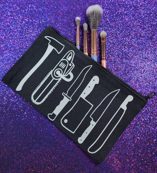 Horror Weapons Zippered Pouch, Makeup Bag, Pencil Case 4.8"x8.4"