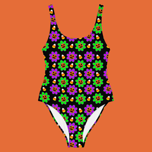 Pumpkin Daisy One-Piece Swimsuit