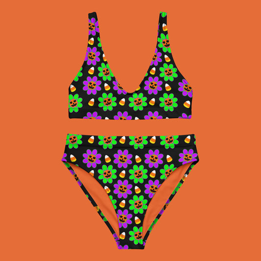 Pumpkin Daisy Recycled high-waisted bikini