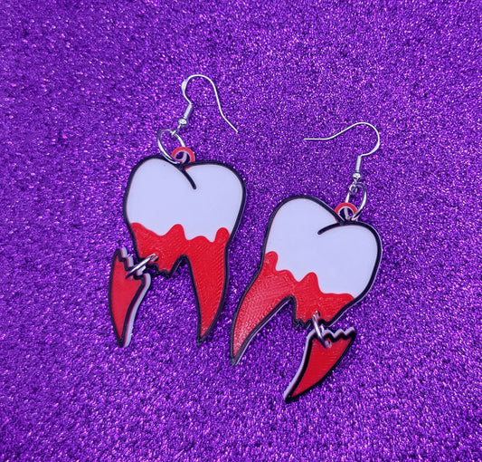 Broken Tooth Statement Earrings 3D Printed, Weird Earrings, Unique Earrings, Edgy Earrings, Alternative Earrings