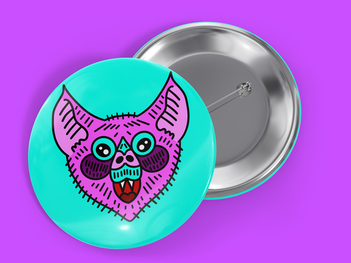 Pink Bat 1.5" Pinback Button Badge