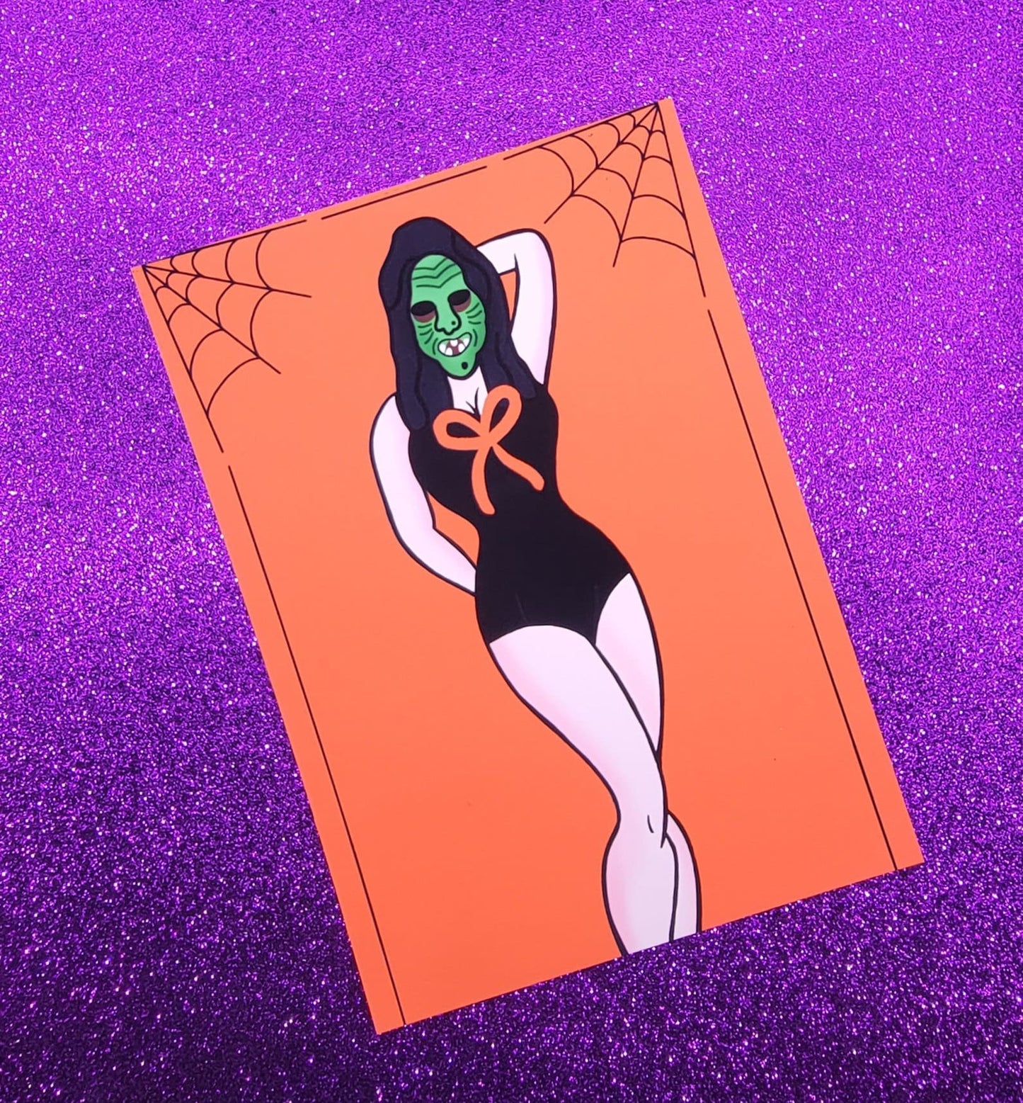 Halloween Witch Mask Pinup Horror Movie Art Print 5"x7"