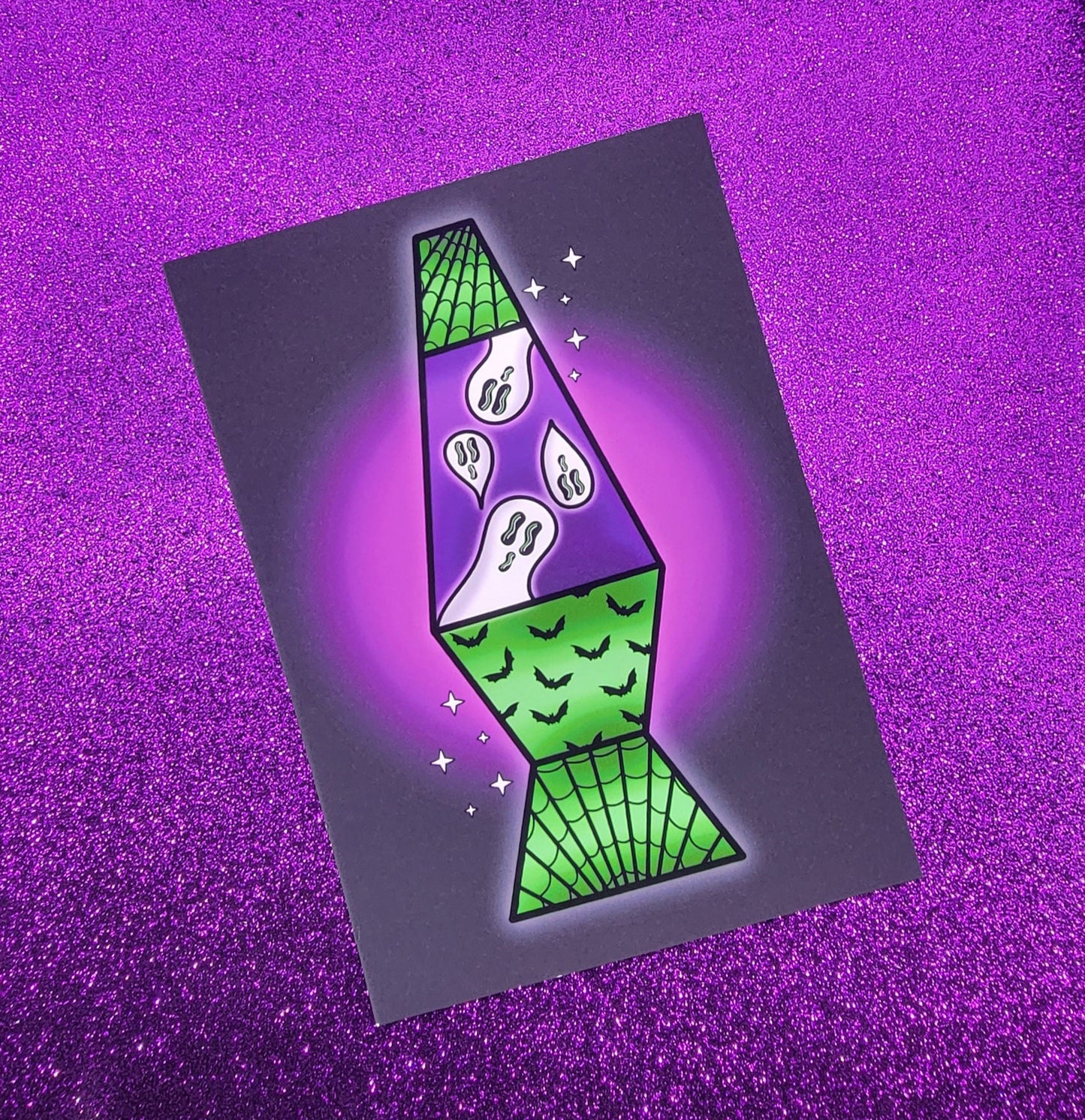 Spooky Ghost Lava Lamp Halloween Art Print 5"x7"