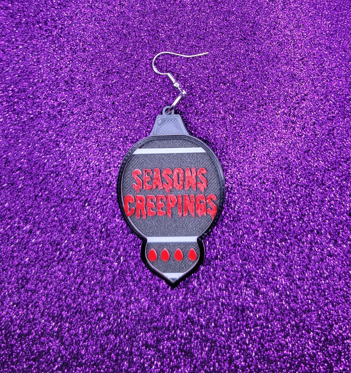Seasons Creepings Christmas Ornament Earrings 3D Printed Weird Earrings, Unique Earrings, Edgy Earrings, Drop Earrings, Alternative Earrings