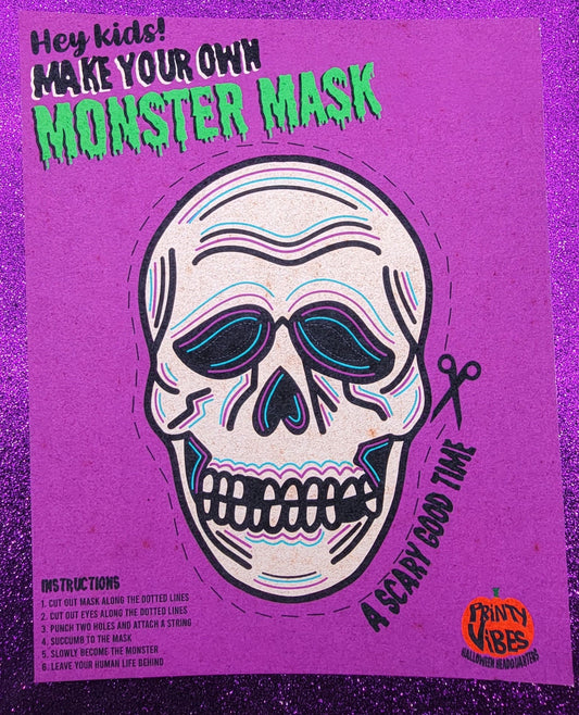 Retro Monster Mask Skull Art Print 8x10, vintage halloween, retro halloween
