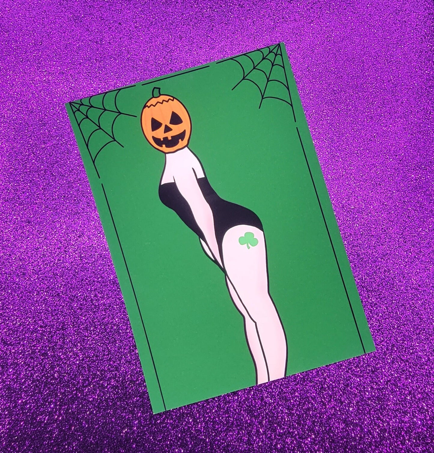 Halloween Pumpkin Mask Pinup Horror Movie Art Print 5"x7"