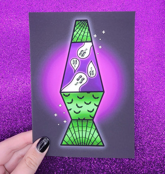 Spooky Ghost Lava Lamp Halloween Art Print 5"x7"