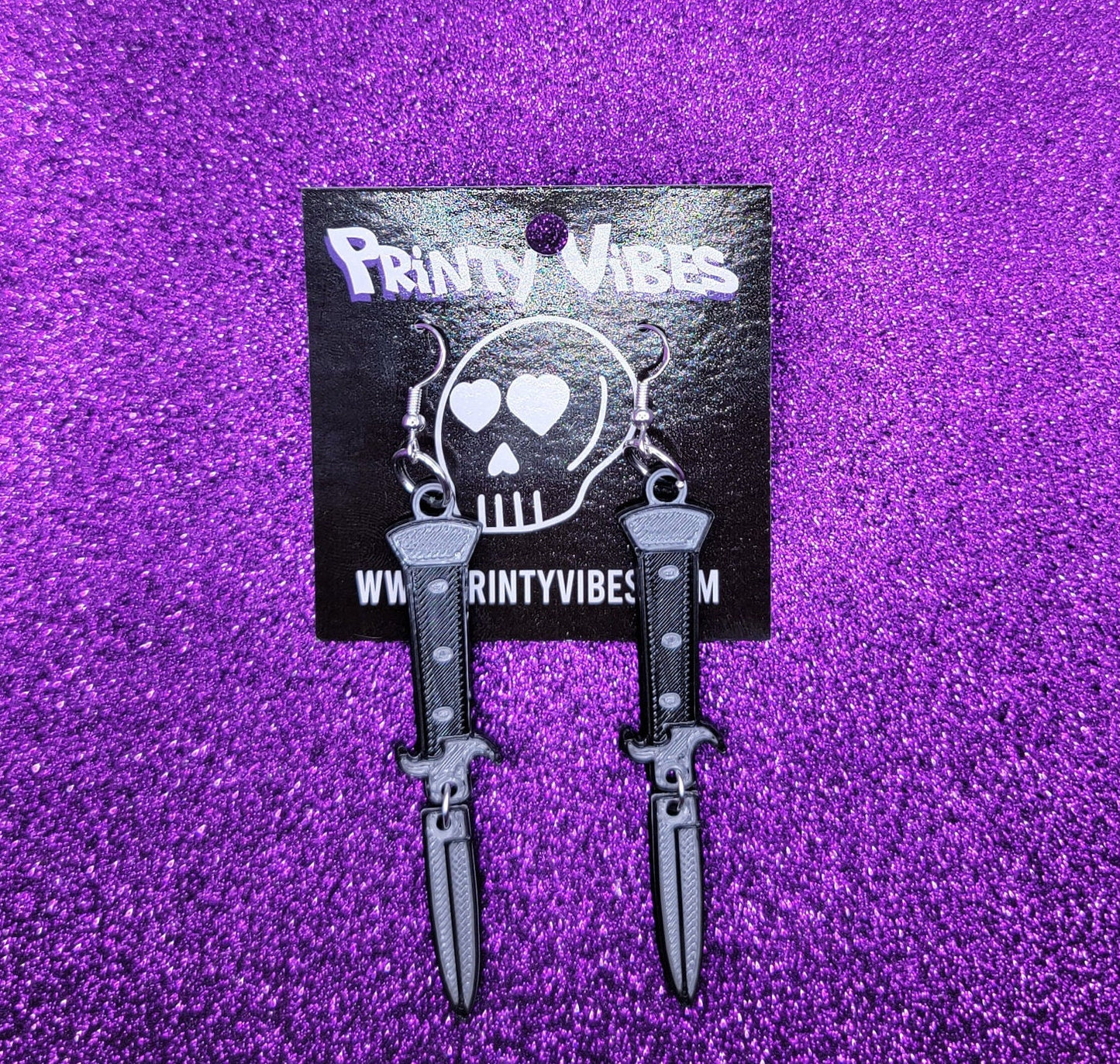 Switchblade Knife Statement Earrings 3D Printed. Weird Earrings, Unique Earrings, Edgy Earrings, Drop Earrings, Alternative Earrings