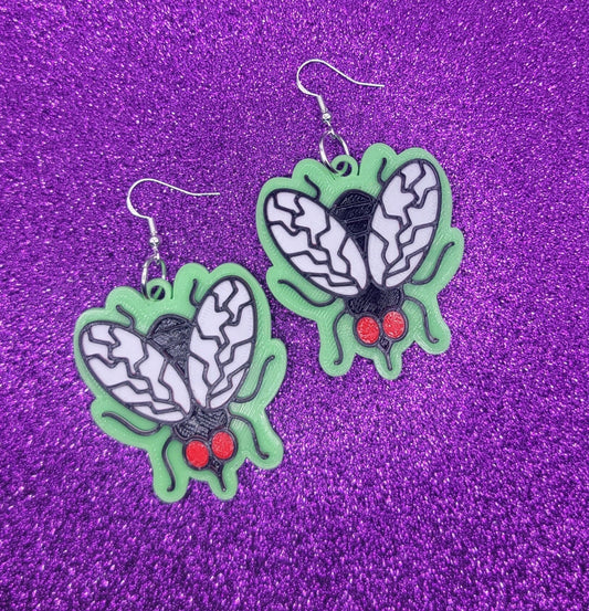 Fly Statement Earrings 3D Printed. Weird Earrings, Unique Earrings, Edgy Earrings, Drop Earrings, Alternative Earrings