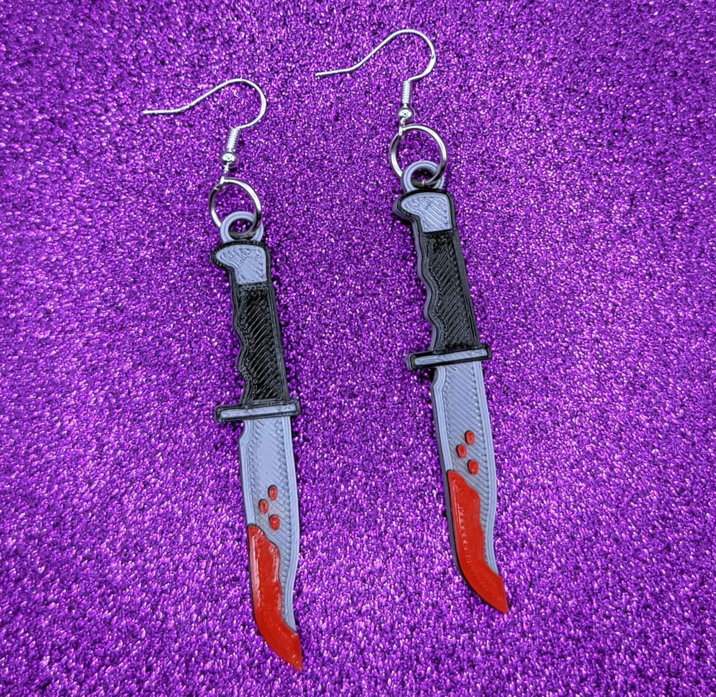 Hunting Knife Earrings 3d Printed