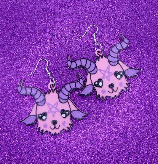 Pastel Baphomet Earrings 3d Printed