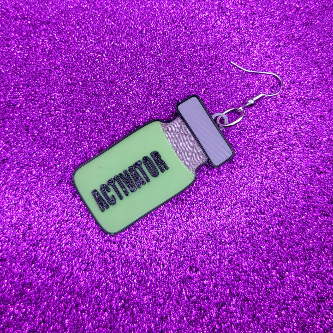 Glow In The Dark Activator Vial 3D Printed Statement Earrings