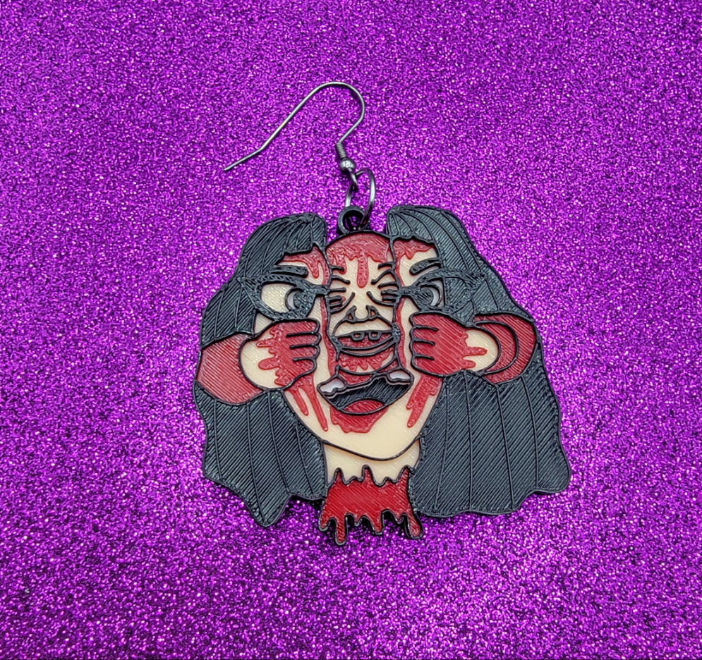 Dead Alive Horror Movie Statement Earrings 3D Printed