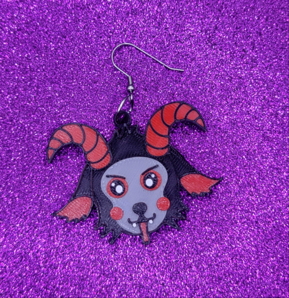 Cute Krampus Statement Earrings 3D Printed