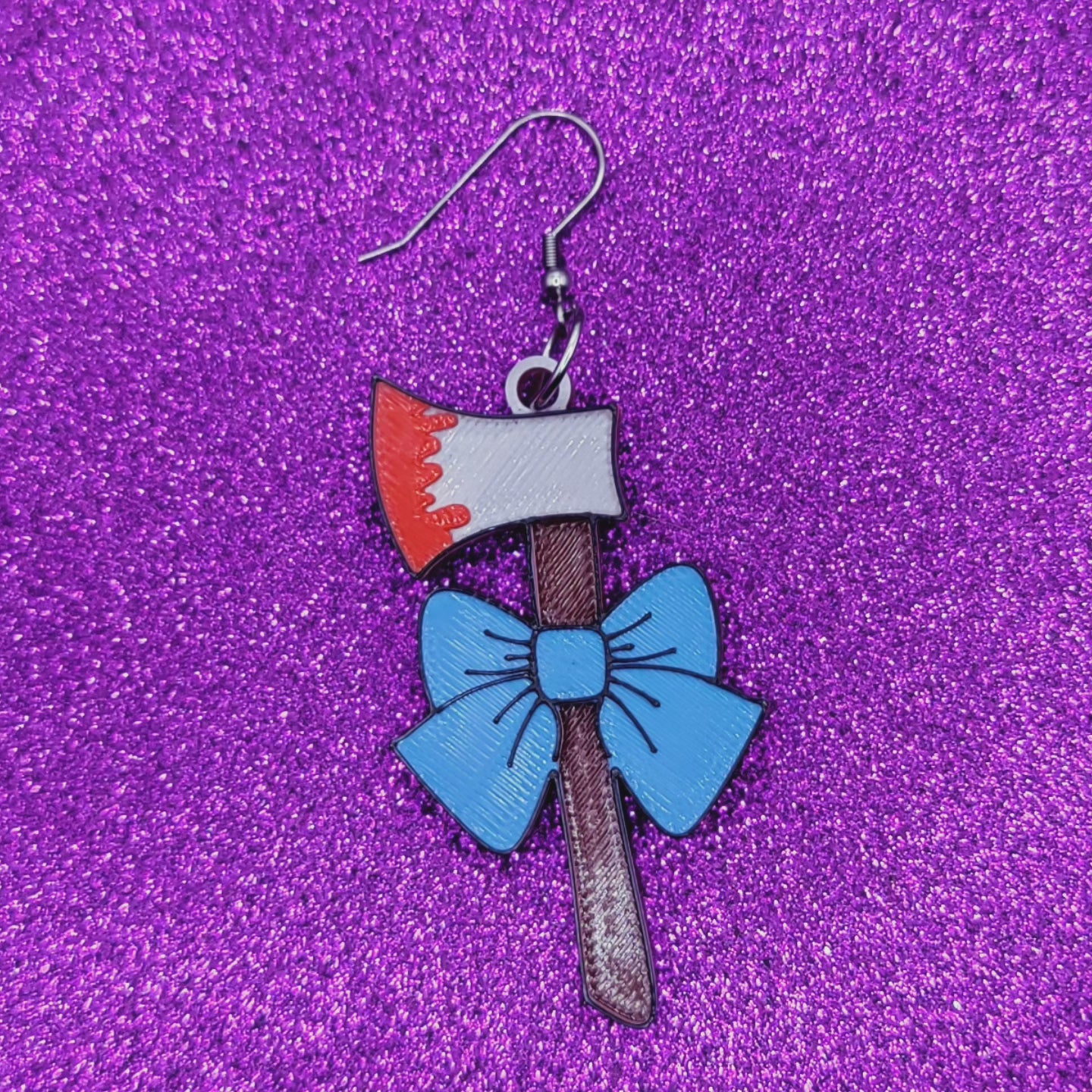 Pearl Bow Axe Statement Earrings 3D Printed
