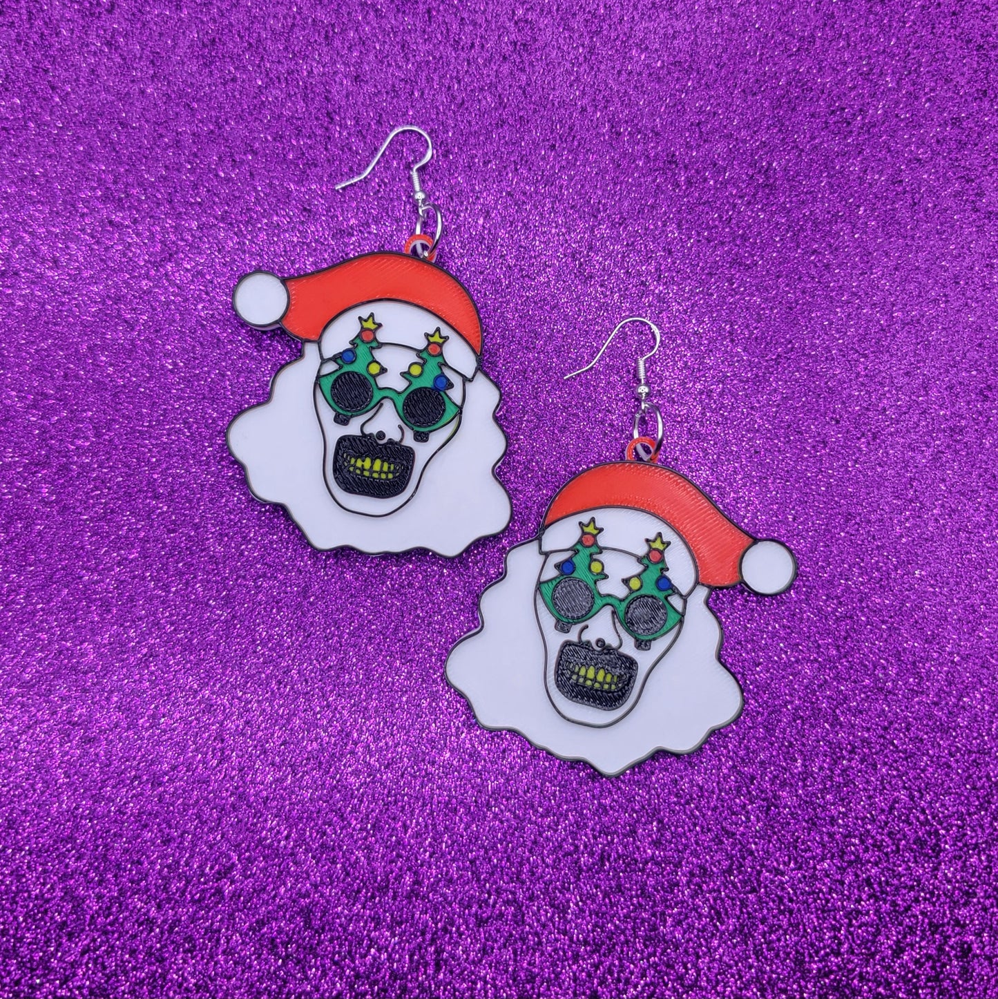 Christmas Art Statement Earrings 3D Printed