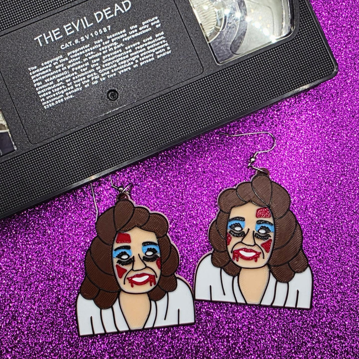 Linda Horror Movie Statement Earrings 3D Printed