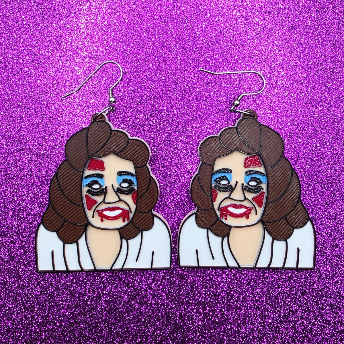 Linda Horror Movie Statement Earrings 3D Printed