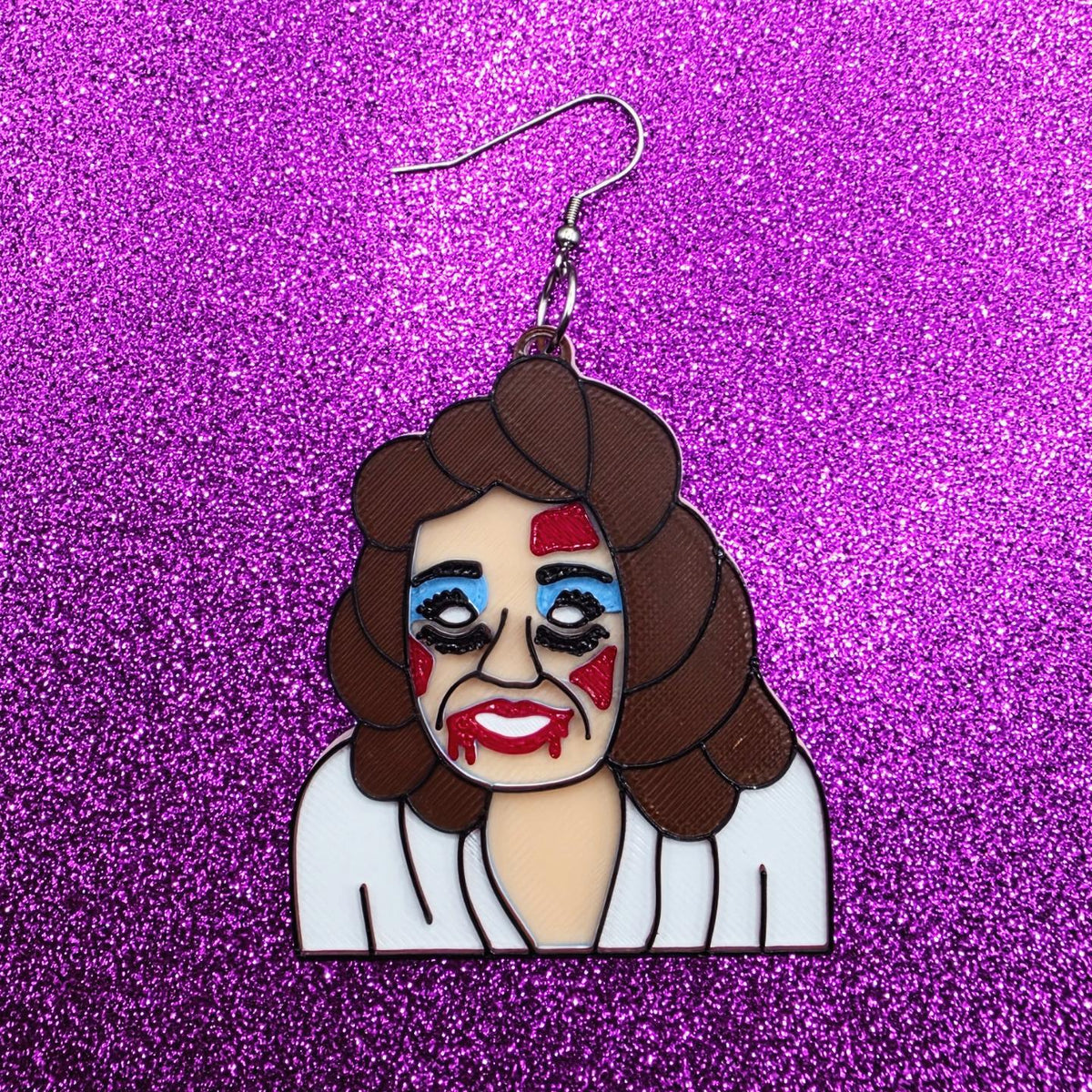 Linda Horror Movie Statement Earrings 3D Printed