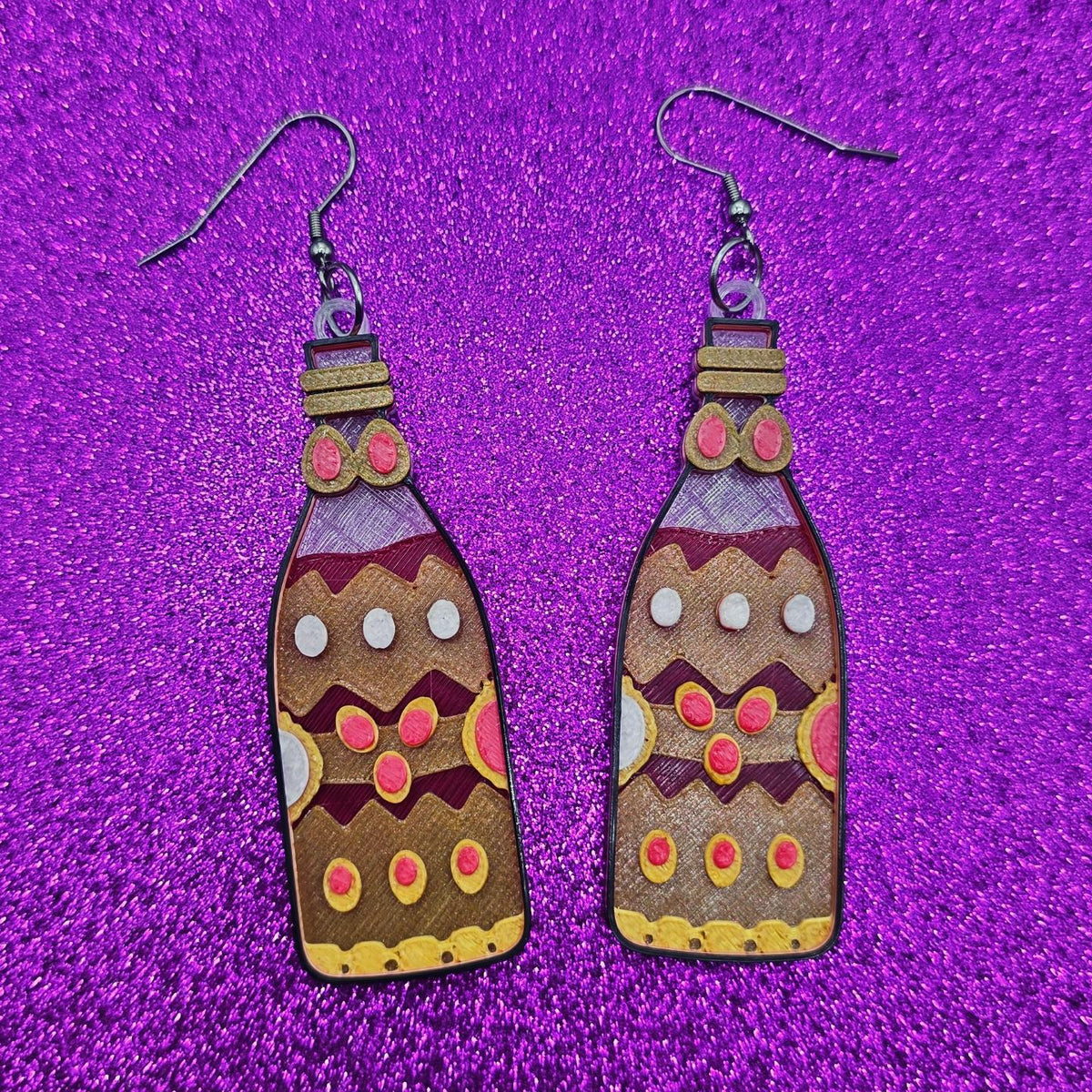 Blood Flask Horror Movie Statement Earrings 3D Printed