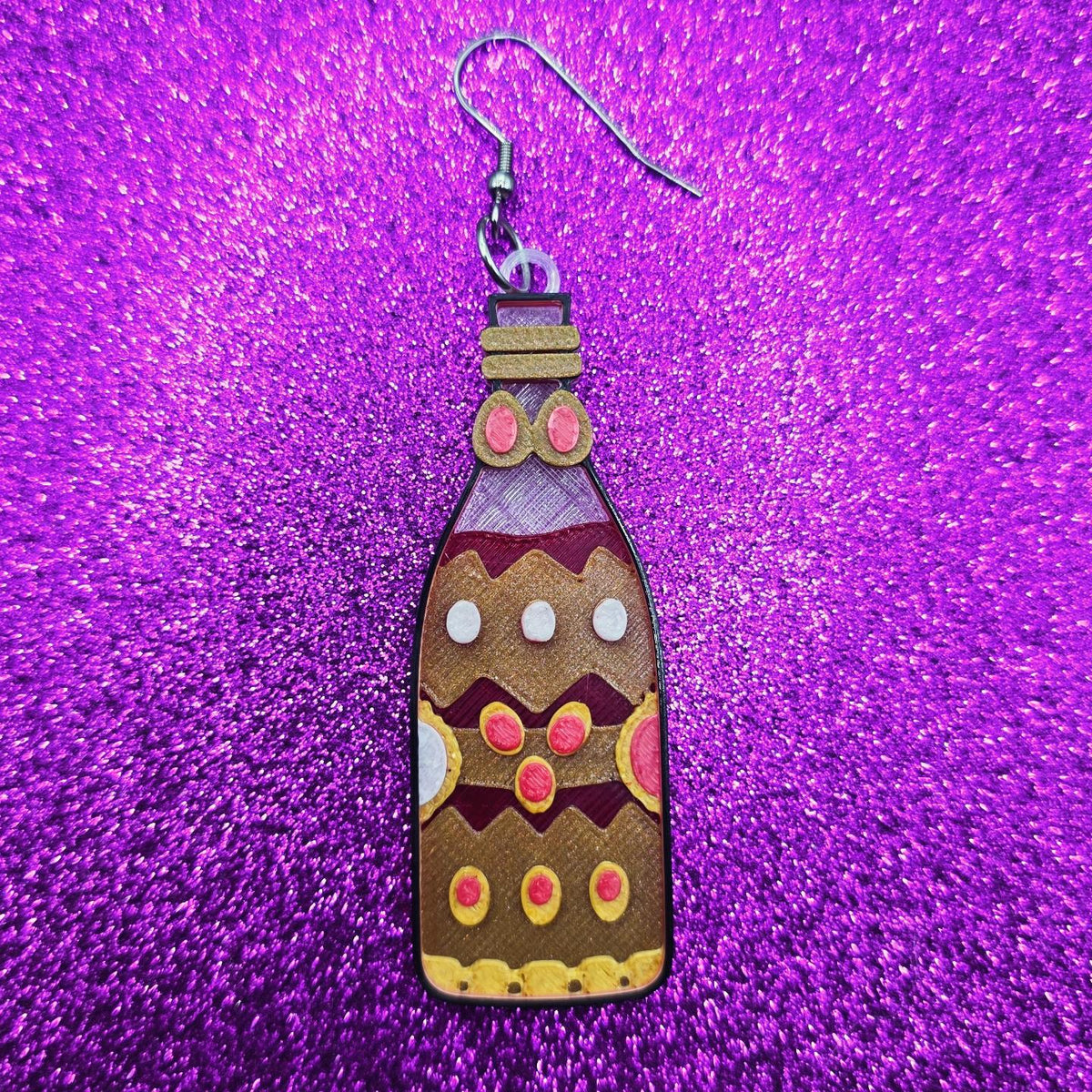 Blood Flask Horror Movie Statement Earrings 3D Printed