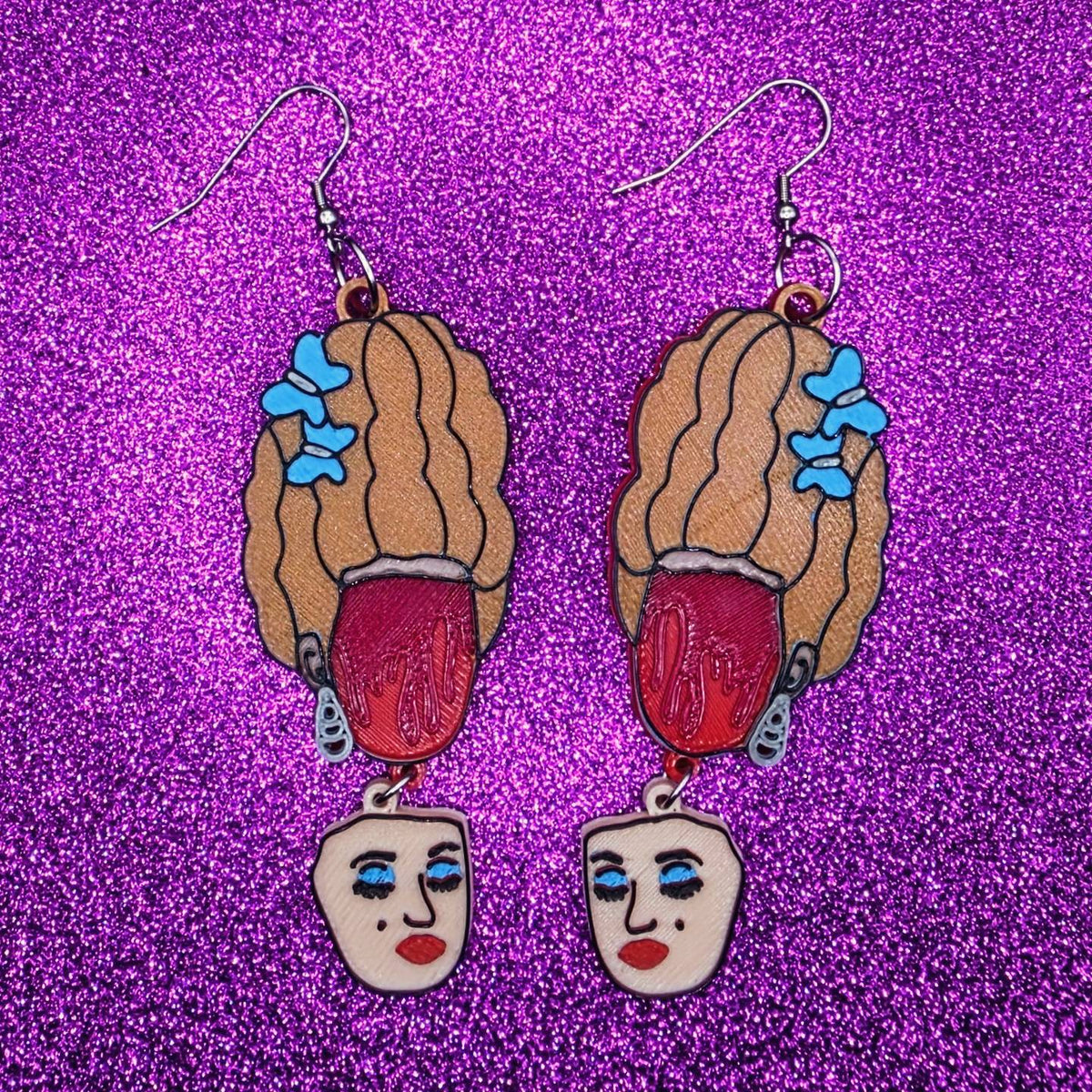 Amber Horror Movie Statement Earrings 3D Printed