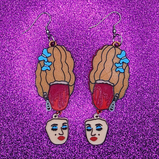 Amber Horror Movie Statement Earrings 3D Printed