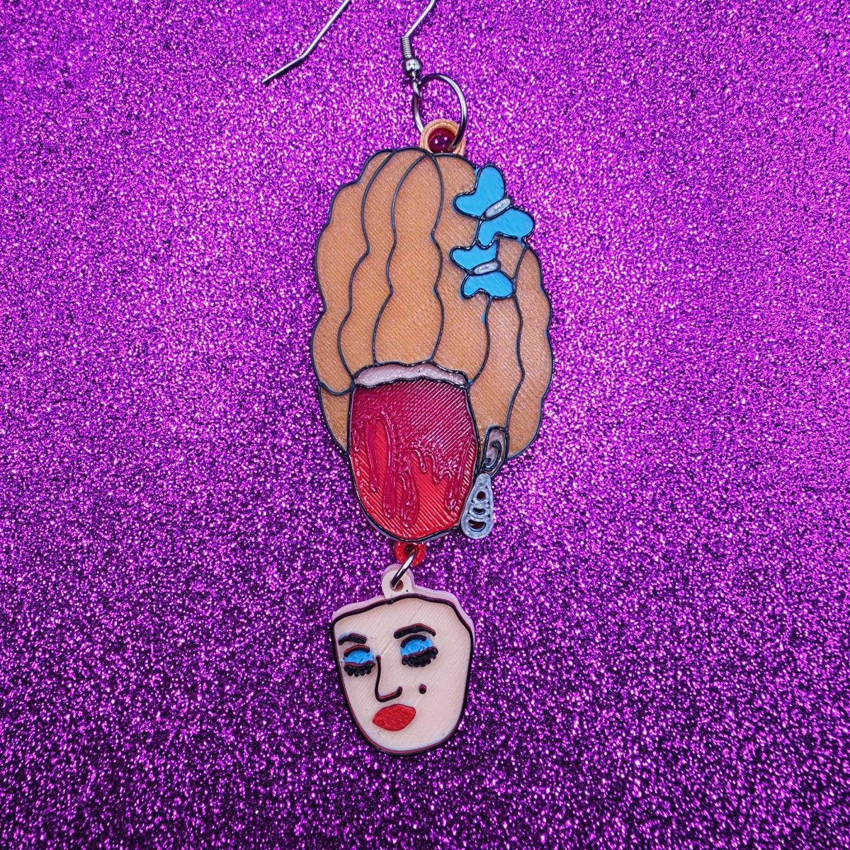 Amber Horror Movie Statement Earrings 3D Printed