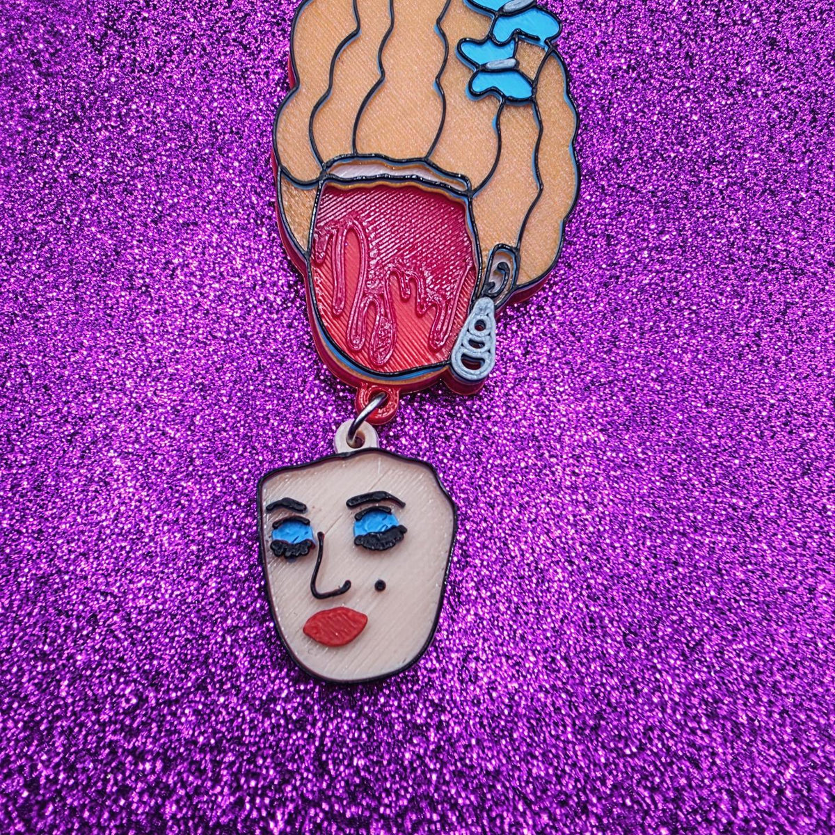 Amber Horror Movie Statement Earrings 3D Printed