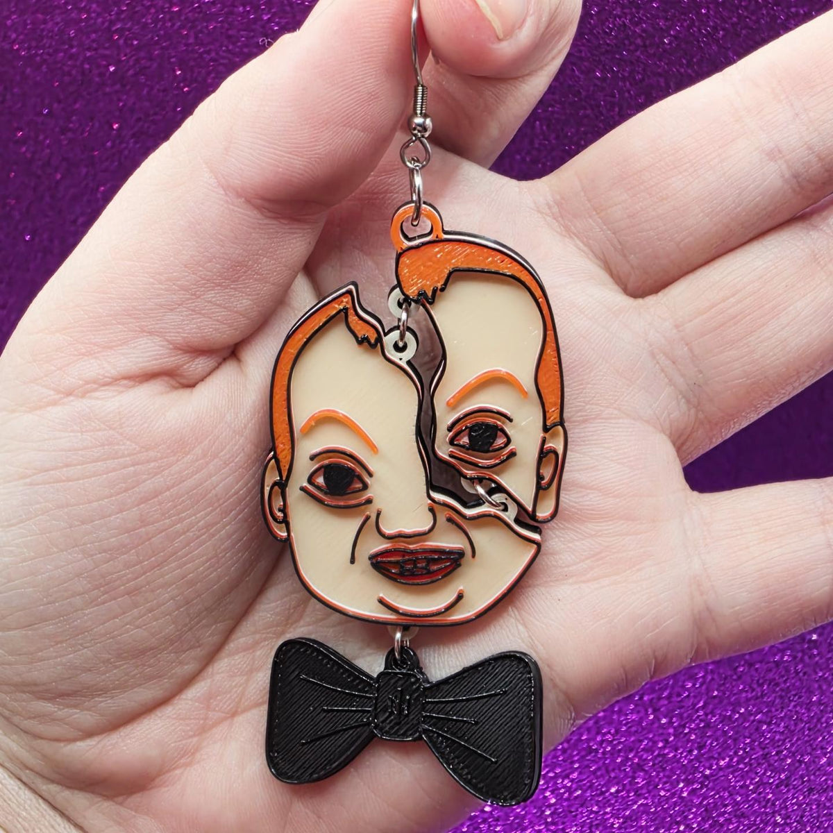 Deep Red Horror Movie Statement Earrings 3D Printed