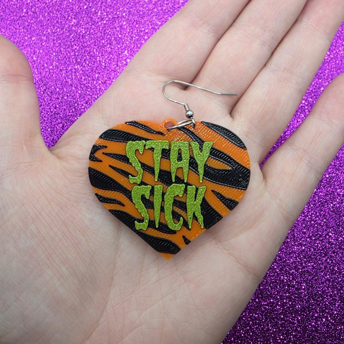 Stay Sick Statement Earrings 3D Printed